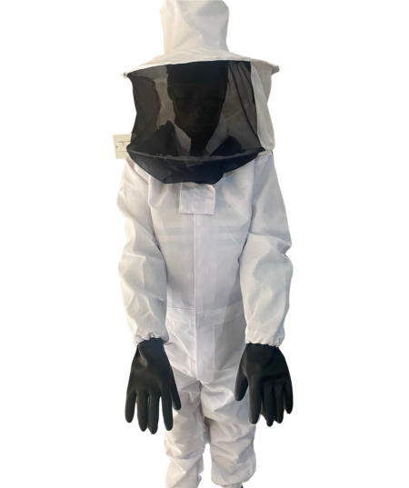 Honey harvesting polyester bee suit with rubber gloves